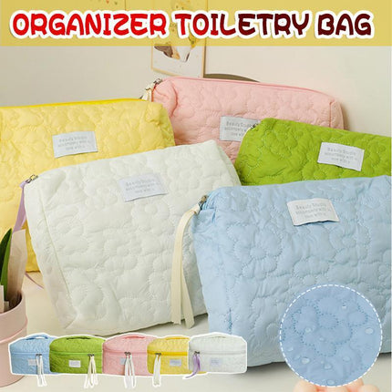 New Floral Makeup Bag Multifunctional Quilted Cosmetic Pouch Toiletry - Aimall