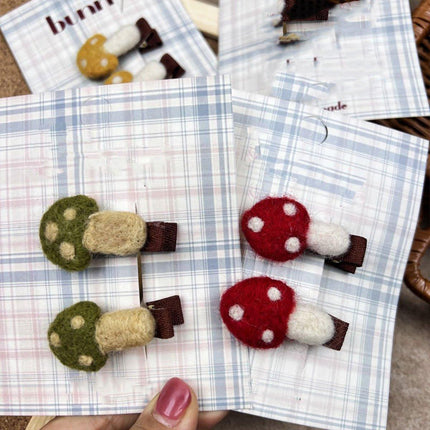 Autumn Winter Mushroom Felt Hair Clip Soft Wool Cute Style Hair Accessories