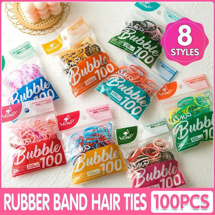 100PCS Elastic Rubber Hair Ties Hair Bands for Women and Girls