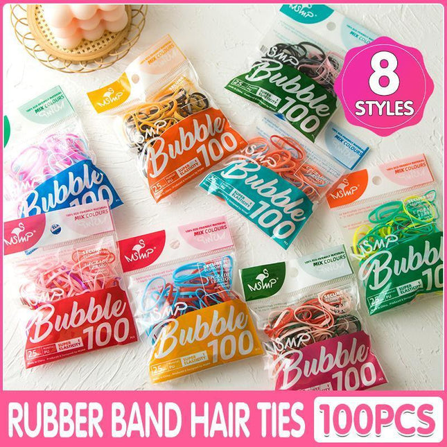 100PCS Elastic Rubber Hair Ties Hair Bands for Women and Girls