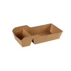 125pcs Eco-Friendly Kraft Paper Snack Boxes Dual Compartment Lunch Food Tray