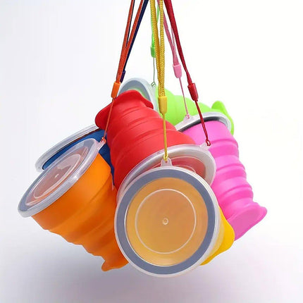 6PCS Portable Silicone Folding Travel Cups 200ml with Lid for Outdoor Camping