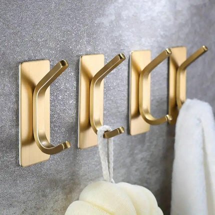 4pcs Stainless Steel Adhesive Hook Towel Hook Bathroom Kitchen Door Coat Hook