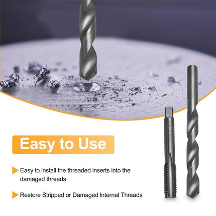 Thread Repair Kit 131 Pieces Helicoil-type M5 M6 M8 M10 M12 Twist Drill Bits - Aimall