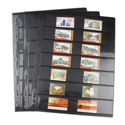 10 Sheet of Stamp Stock Black &amp Double Sided Page 7Strips &amp 9 Binder Holes - Aimall