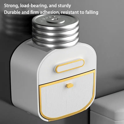 Wall Mounted Multifunctional Tissue Box Toilet Paper Storage Box Non-perforated