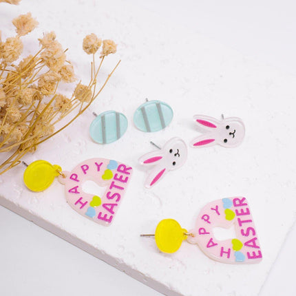 Easter Rabbit Egg Earrings Acrylic Jewellery Set Festive Accessories Women