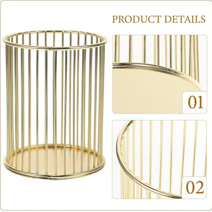 2PCS Metal Pen Holder Desktop Organizer Multifunctional Storage Bucket Office
