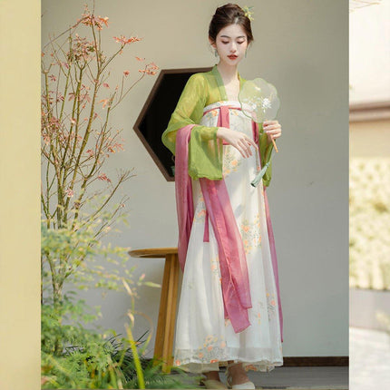 Women Chinese Style Hanfu Tea Dress Guofeng Tang Inspired Chest-length Dress