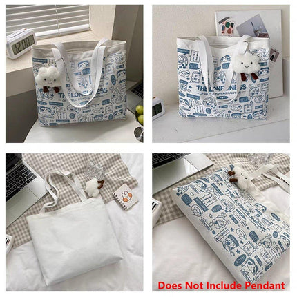 Canvas Shoulder Bag for Women Student Fashion All in One Shopping Tote Handbag