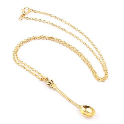 Mini Crown Spoon Necklace Pendant Charm Festival Cutlery Tea Party Gift HOT - Aimall
