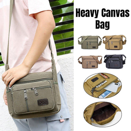 Multi Layer Canvas Crossbody Bag Casual Shoulder Bag for Travel Messenger Bag
