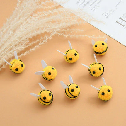 12pcs Plush Bee Hair Clips 3D Cartoon Animal Accessories Furballs Decorative Clips