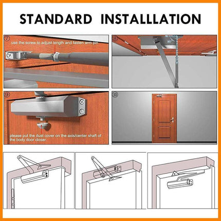Hydraulic Door Closer Automatic Adjustable Spring Auto Closing 45-65kg Aluminum - Aimall