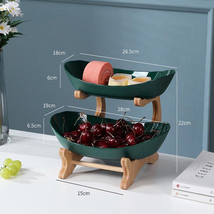 Modern Multi-layer Bamboo Fruit Snack Plate Rack Creative Living Room Plate Rack