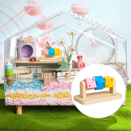 Interactive Hamster Cube Toy Wood Hamster Chew Cube Relieve Boredom Gift