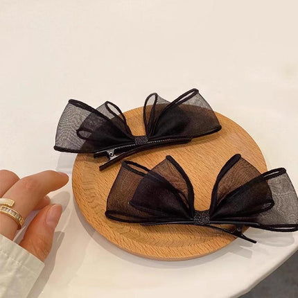Sweet Mesh Bow Hairpin Hair Accessories Bang Clip Bowknot Hair Clips Girls Party - Aimall
