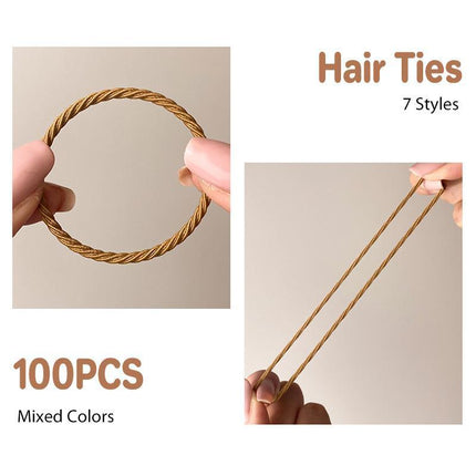100PCS Elastic Hair Ties Band Rope Cute Tiny Ponytail Holders Girls Bulk Set - Aimall