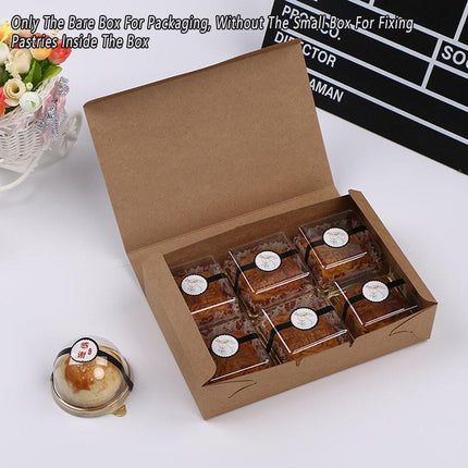 25PCS Kraft Paper Moon Cake Cookie Packaging Box Square Blister Hand Packaging
