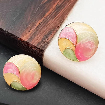 925 Silver Retro Geometry Oil Painting Color Mixing Dangle Earrings Jewlery Gift - Aimall