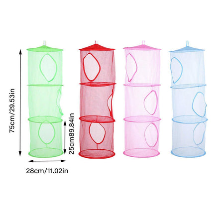 Foldable Clothes Drying Basket Three-layer Hanging Storage Breathable Organizer