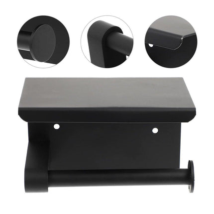 Black Stainless Steel Toilet Paper Holder Bathroom Storage Hooks Washroom