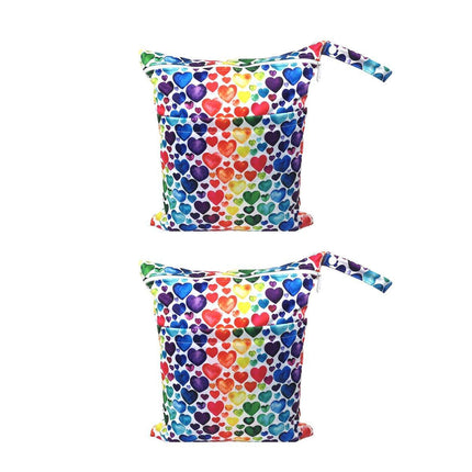 2PCS Cartoon Printed Diaper Bag Double Zipper Washable Storage Organizer