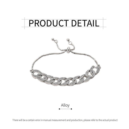 Stylish Silver Cuban Chain Bracelet Rhinestone Peplum Design Women Jewelry