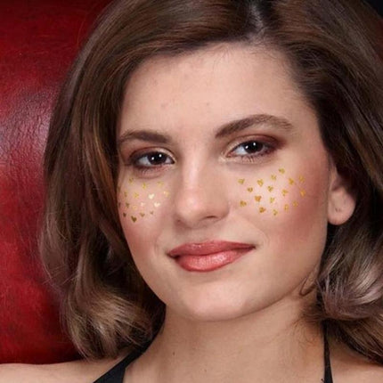 8Style Women Girl Face Gold Shine Body Temporary Tattoo Freckle Art Tattoo Paper - Aimall