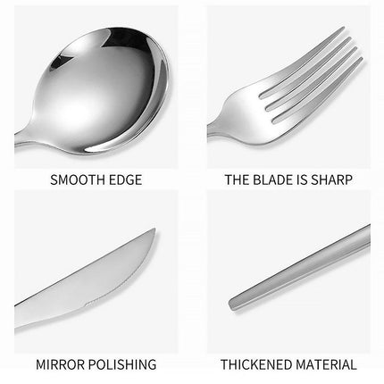 24PCS Stainless Steel Cutlery Set Knife Fork Spoon Set Durable Flatware Dining