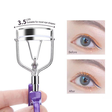 Mini Eyelash Curler with Silicone Refill Pads Make Up Tool for Women Girl Beauty - Aimall