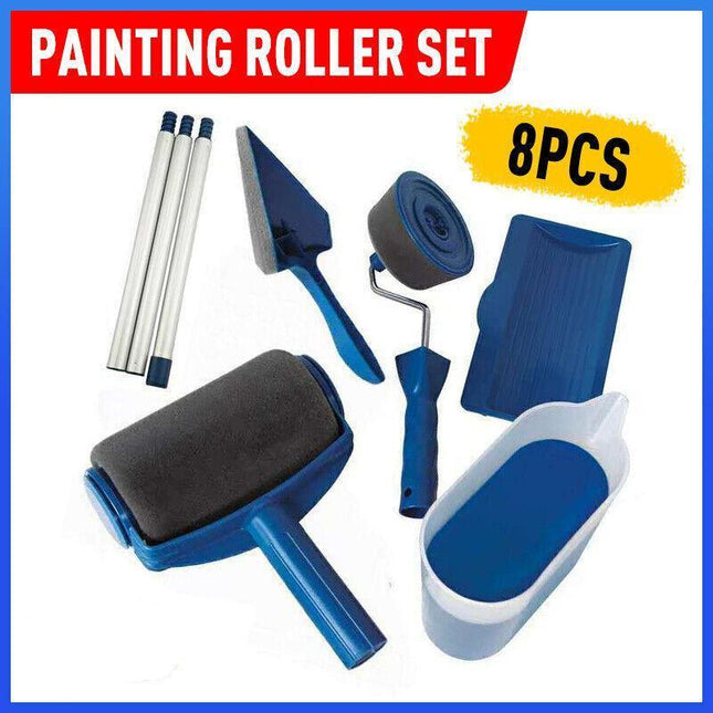 8Pcs/Set Pro Paint Roller Brush Handle Flocked Edger Wall Painting Hand Tool Au - Aimall
