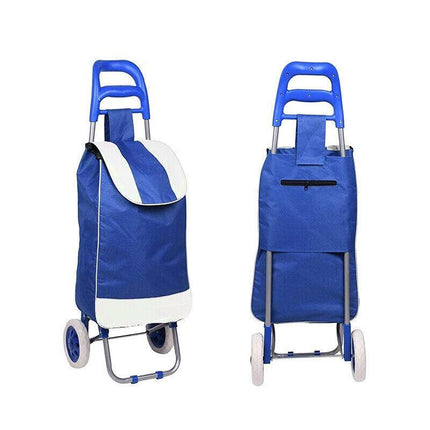 1X Shopping Cart Carts Trolley Foldable Bags Luggage Wheels Folding Basket - Aimall