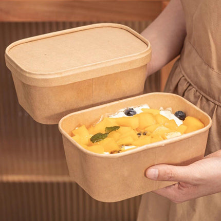 50pcs Kraft Lunch Boxes Picnic Bento Light Lunch Boxes Eco Friendly Containers