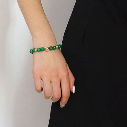 Green Natural Stone Beaded Bracelet Beauty Handmade Women Simple Healing Reiki