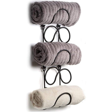 Multifunctional Wall Mounted Bathroom Storage Rack Multi Layer Towel and Wine