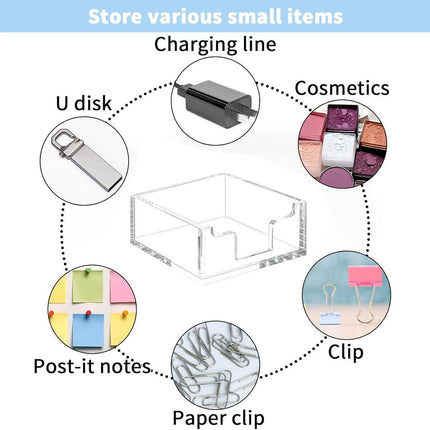 4 Inch Sticky Note Holder Clear Sticky Note Box Home Office Hotel Organization