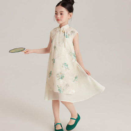 Summer Cheongsam Dress New Chinese Style Retro Girl Cheongsam Outfit