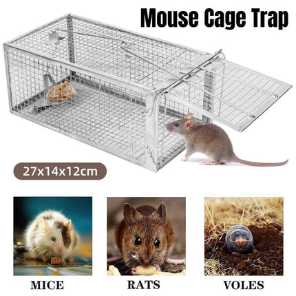 Humane Rat Trap Cage Live 1 Door Animal Catch Pest Rodent Mouse Bait Control Box
