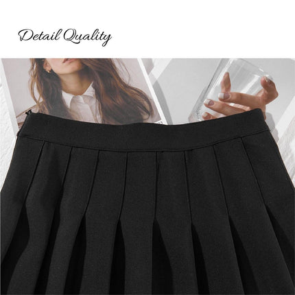Black Women's High Waist Pleated Tennis Skirt Summer Slimming Black Fashion New - Aimall