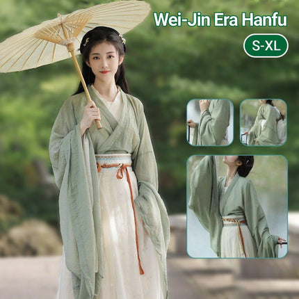 Traditional Chinese Hanfu Dress Green Wei Jin Style Vintage Cosplay Costume