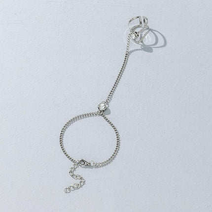 Geometric Hollow Arrow Ring Bracelet Integrated Creative Finger Chain Set Chain - Aimall