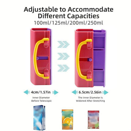 Adjustable Folding Juice Box Holder No-Squeeze Cup for Little Ones 2-Pack