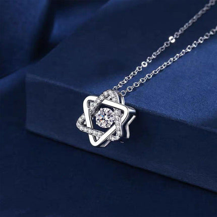 Luxury Six-Pointed Star Necklace for Women Beating Heart Clavicle Chain Girls