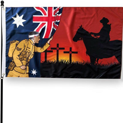 Lest We Forget Flag Australian War Horse Flag ANZAC Day Remembrance Flag - Aimall
