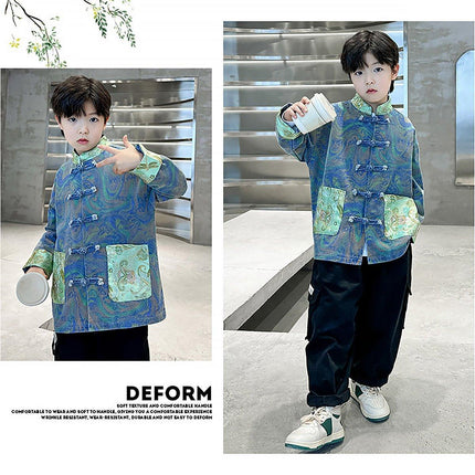 Boy Hanfu New Chinese Style Tang Jacket Traditional Coat Cultural Clothing