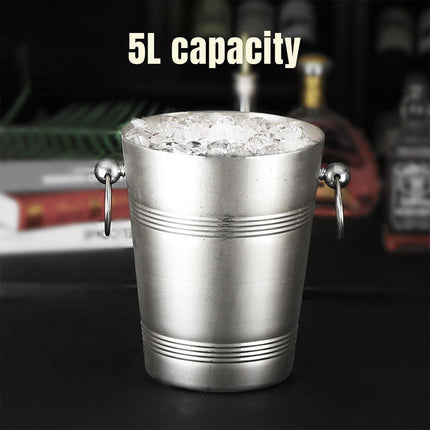 5L Stainless Steel Ice Bucket Champagne Wine Bucket Hotel Bar Ice Container