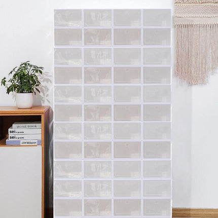 12PCS Shoe Box Storage Case Clear Boxes Foldable Stackable Transparent Organizer - Aimall