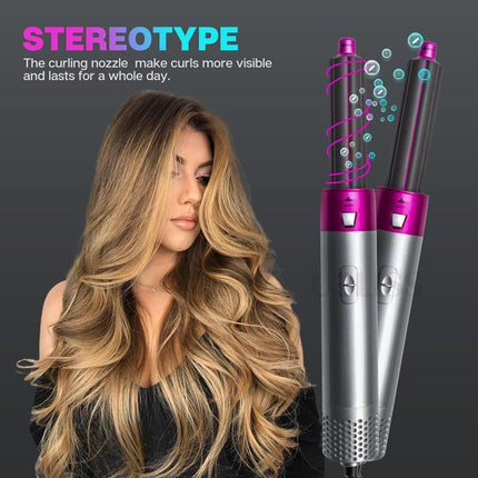 5 IN 1 Hair Dryer Brush Hot Comb Air Volumizer Curler Straightener Curling Style - Aimall