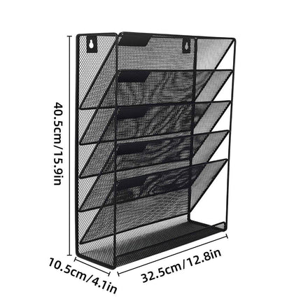 5 Tier Iron File Organiser Desktop File Management Shelf for Office Storage Desk